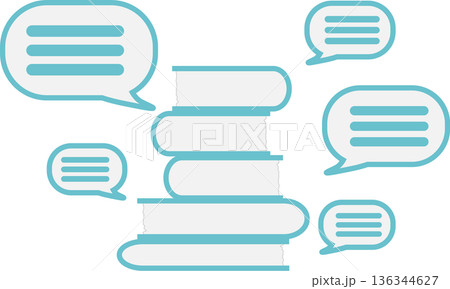 積みあがった本が知識の蓄積を表すイラスト 136344627