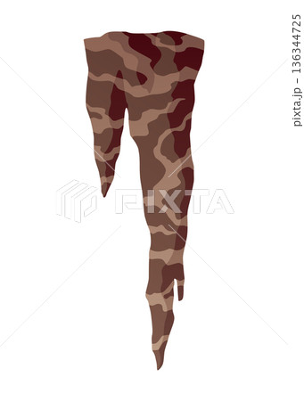 Stalactite. Icicle shaped hanging mineral formations in cave. Nature brown limestone, material stone icon. Natural growth geology formations 136344725