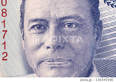 George Cadle Price a closeup portrait from Belizean money George Cadle Price a closeup portrait from Belizean money 136345590