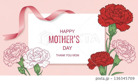 母の日メッセージカード フラワーイラスト 136345709