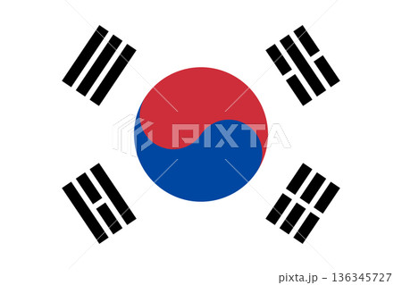 韓国の国旗 ベクター素材 高画質 136345727
