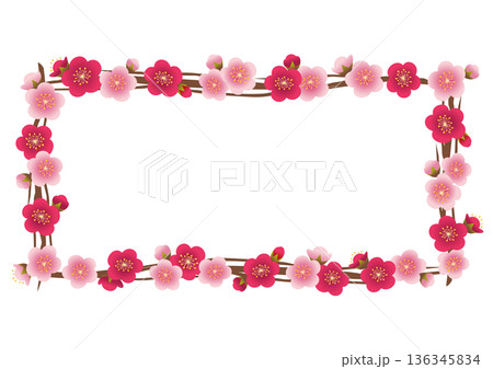梅の花の四角のフレーム 梅の花の四角のフレーム 136345834