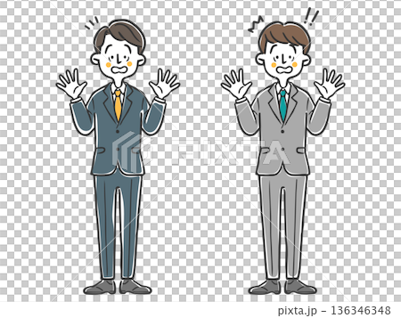 びっくりしている男性会社員　全身　ベクター 136346348