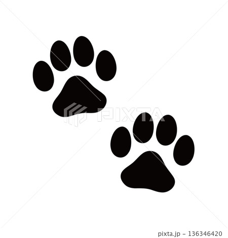 かわいい肉球のイラストセット　犬　猫　Dog and cat paw print. 136346420