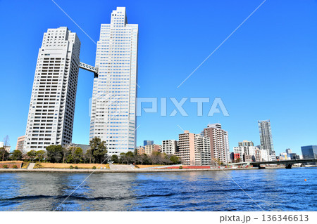 聖路加～佃大橋(西／右岸)／隅田川周辺を下流より望む(東京都中央区)【2026.2】 136346613