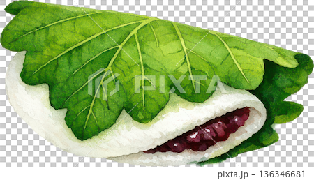 日本の伝統的なお菓子(和菓子)の水彩画イラスト 日本の伝統的なお菓子(和菓子)の水彩画イラスト 136346681