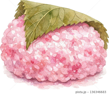 日本の伝統的なお菓子（和菓子）の水彩画イラスト 136346683