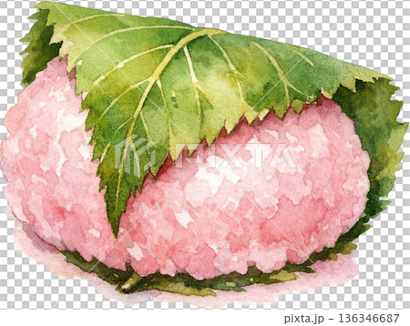 日本の伝統的なお菓子（和菓子）の水彩画イラスト 136346687
