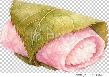 日本の伝統的なお菓子(和菓子)の水彩画イラスト 日本の伝統的なお菓子(和菓子)の水彩画イラスト 136346688