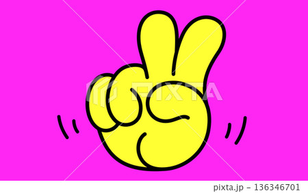 Victory sign for win. Hand gesture for successのイラスト素材 [136346701] - PIXTA