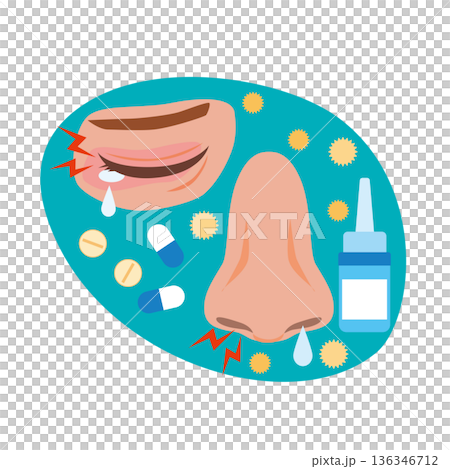 花粉症引起的鼻子和眼睛不適 136346712