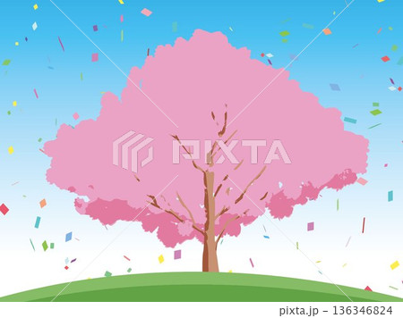 桜の木がある風景 136346824