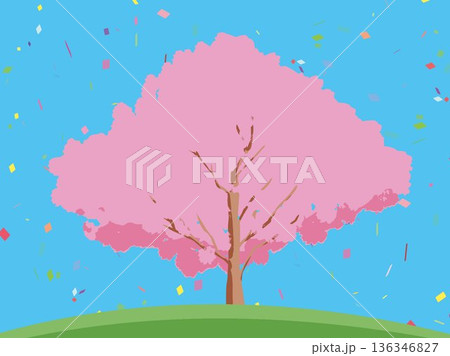 桜の木がある風景 136346827