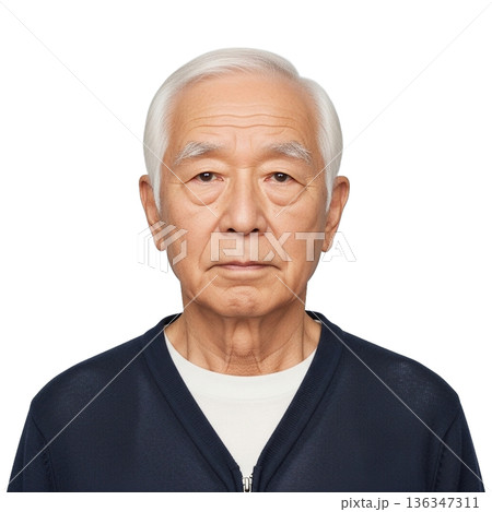 高齢男性証明写真風 136347311