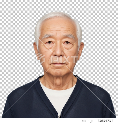 高齢男性証明写真風 136347311