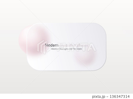 Light glassmorphism rounded panel with soft pink spheres on white background Light glassmorphism rounded panel with soft pink spheres on white background 136347314