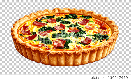 培根菠菜乳蛋餅 - 烘焙店插圖 136347459