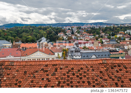 Aerial View of Cluj-Napoca Cityscape with Historic Red Rooftops Aerial View of Cluj-Napoca Cityscape with Historic Red Rooftops 136347572