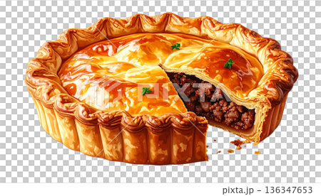 粗磨香腸餡餅，烘焙店插圖 136347653