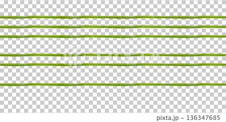 Seamless striped green borders with hand-drawn watercolor stems. Botanical elements create a horizontal pattern for holydays, Easter, Mother's Day, labels, frames, greeting cards, summer, spring decor 136347685