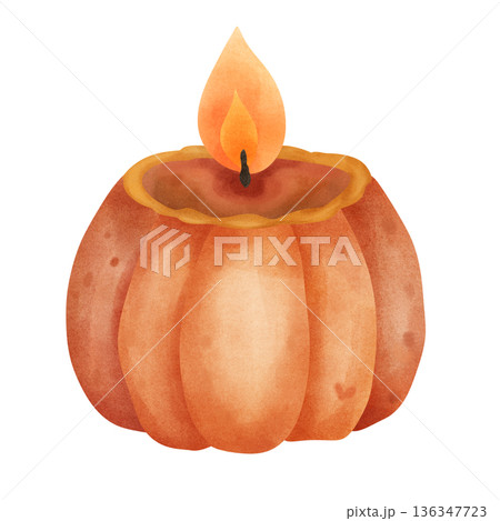 pumpkin with candle 136347723