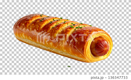 粗挽きソーセージパイ 惣菜系ベーカリーイラスト 136347733