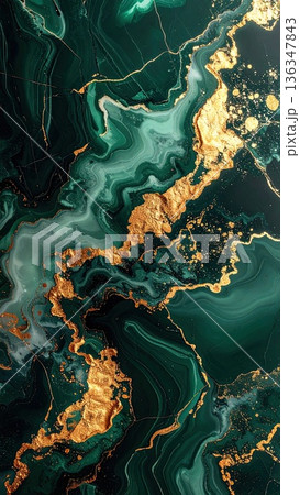 《AI画像》深緑色の大理石イメージの背景素材 136347843