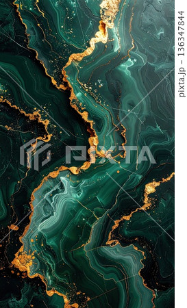 《AI画像》深緑色の大理石イメージの背景素材 136347844