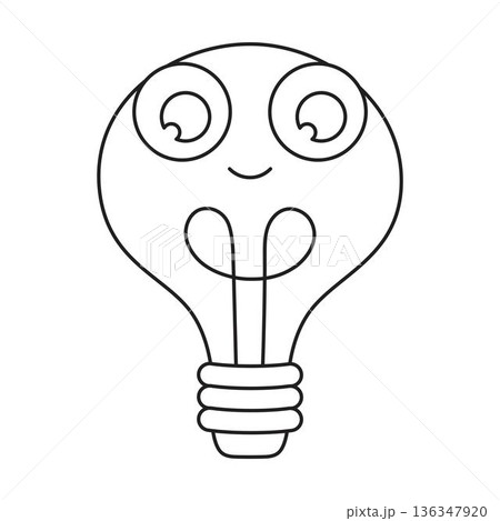 outline light bulb with face isolated 136347920