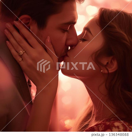 キスをするカップル 136348088