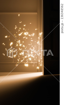 Door Opening With Light and Particles in Vertical Mystery Background Door Opening With Light and Particles in Vertical Mystery Background 136348562