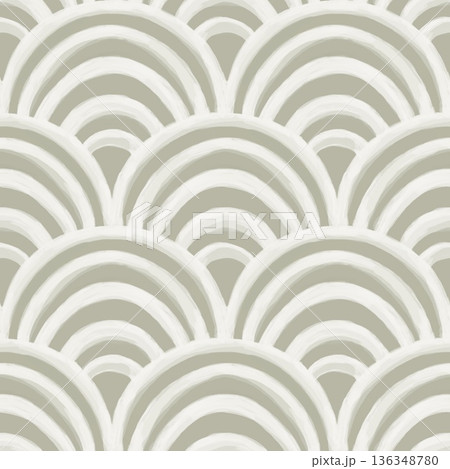 Watercolor Scallop seamless Pattern in green colors Watercolor Scallop seamless Pattern in green colors 136348780