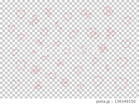 ハートのシンプルな手描きイラストセット 2 ハートのシンプルな手描きイラストセット 2 136349150