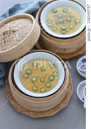 おくらのあんかけ茶碗蒸し おくらのあんかけ茶碗蒸し 136349747