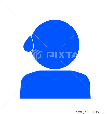 汗をかいて焦る人物アイコン(青) 136351528