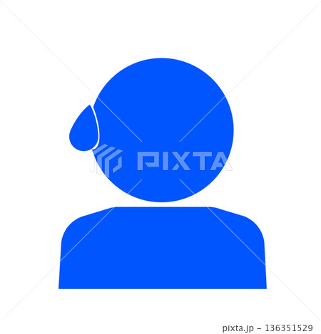 汗をかいて焦る人物アイコン(青) 136351529