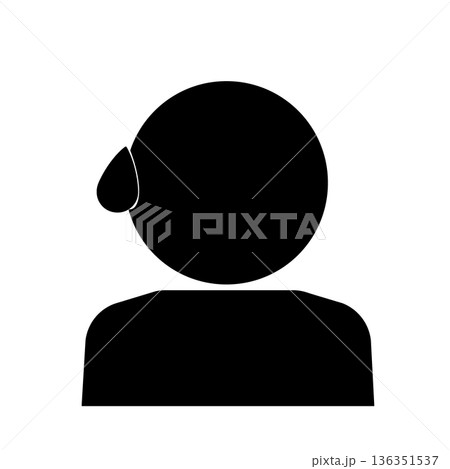 汗をかいて焦る人物アイコン(黒) 136351537