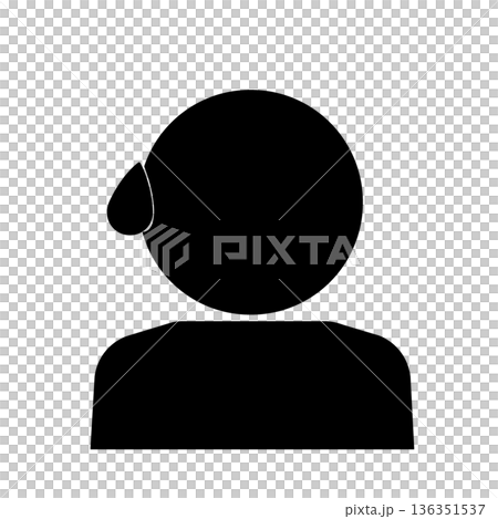 汗をかいて焦る人物アイコン(黒) 136351537