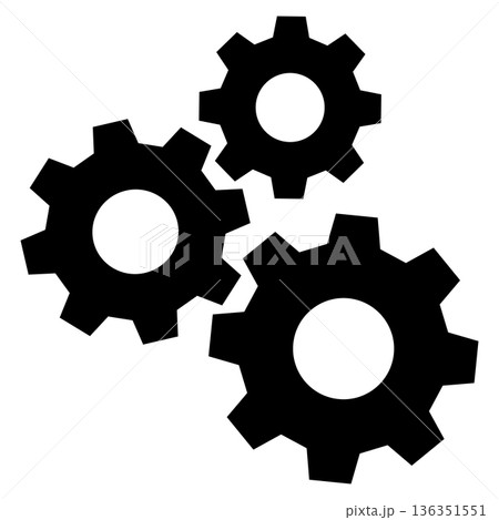 3つの歯車のシンプルなモノクロアイコン。工業、産業のコンセプト。 136351551