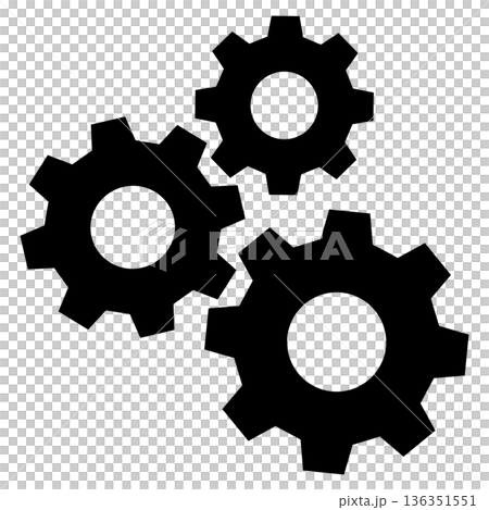 3つの歯車のシンプルなモノクロアイコン。工業、産業のコンセプト。 136351551