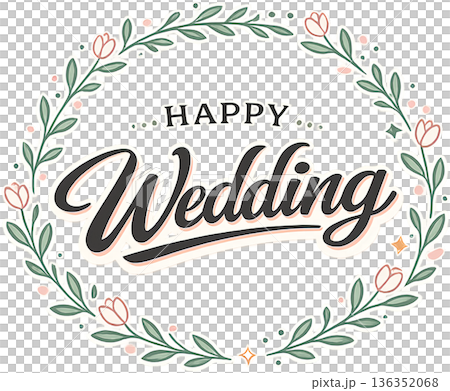 幸福婚禮春季花圈字體腮紅粉 x 鼠尾草綠透明 PN 136352068