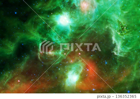 Green galaxy, bright cosmic nebula. Elements of this image furnished by NASA 136352365