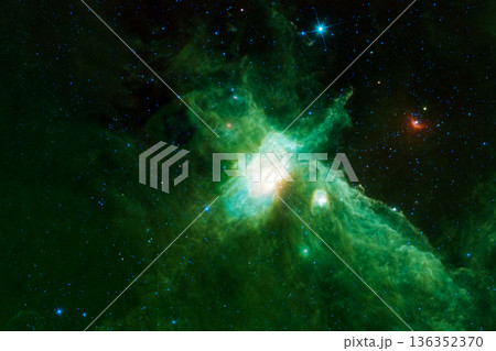 Green galaxy, bright cosmic nebula. Elements of this image furnished by NASA 136352370