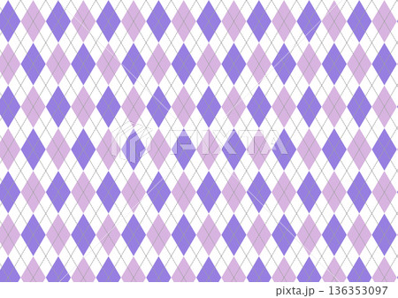 白と紫ベースのベーシックなアーガイルのシームレスパターン 白と紫ベースのベーシックなアーガイルのシームレスパターン 136353097