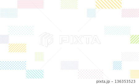 カラフルなドットとストライプ柄の四角形のデジタルな飾りのフレーム カラフルなドットとストライプ柄の四角形のデジタルな飾りのフレーム 136353523