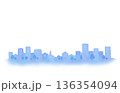水彩風の街並みシルエット 背景素材　青色 136354094