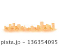 水彩風の街並みシルエット 背景素材　オレンジ 136354095