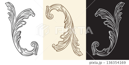 Realistic ornamental hand drawn element vector illustration Realistic ornamental hand drawn element vector illustration 136354169