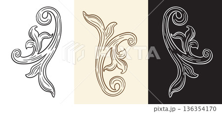 Realistic ornamental hand drawing element vector illustration Realistic ornamental hand drawing element vector illustration 136354170