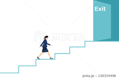 退勤する女性のイラスト 退勤する女性のイラスト 136354496